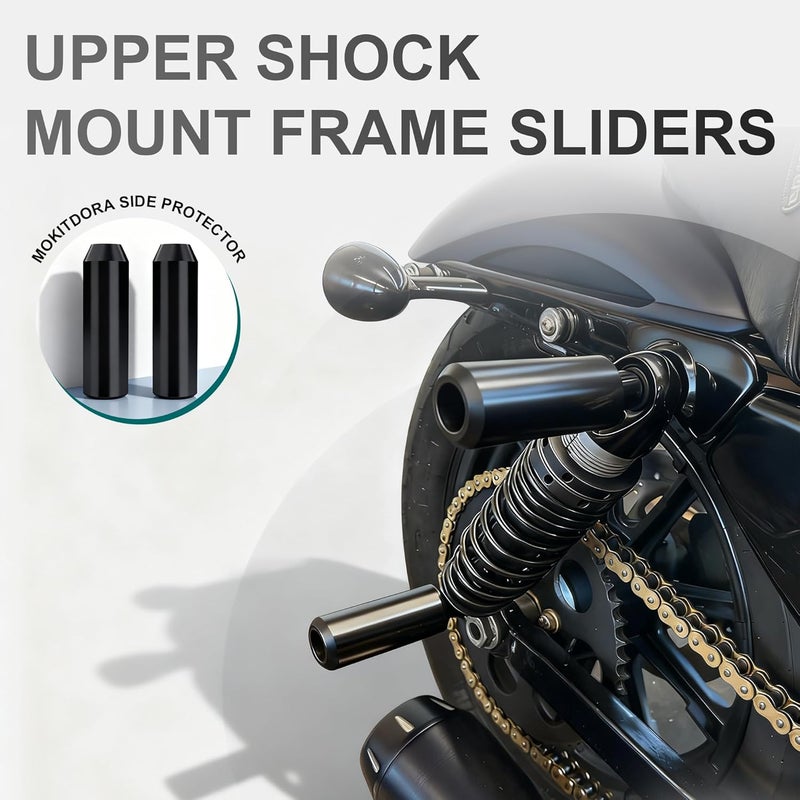 MoKitDora 5.98" Sportster Upper Shock Mount Guard Frame Sliders Anti Crash Protector for 2004-2022 Harley XL 883 1200 XR1200 Iron Nightster Roadster, Black - Image 2